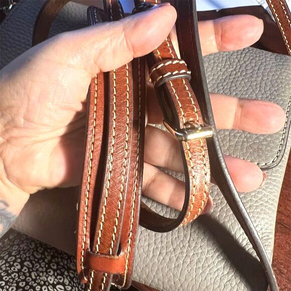 Dooney & Bourke Women's Taupe Pebbled Leather Crossbody Bag - Picture 16 of 16